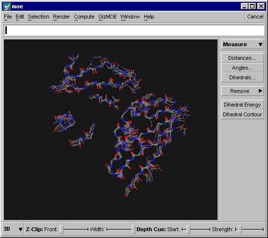 Atoms in MOE's 3D Rendering Window