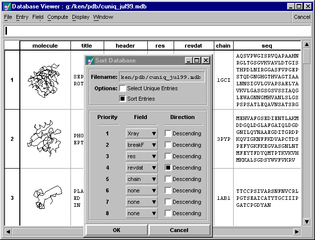 Database Viewer and Sort
Data Panel