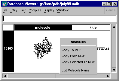 Database Viewer and Popup Menu