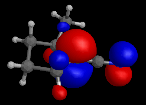 Molecular Orbital (HOMO) for Cyclopentanecarbonitrile, 2-Methyl Anion
